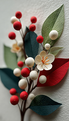 JPG 편집이미지 디자인 꽃 종이 예술 컬러 잎 크리스마스 자연 장식 인테리어 화려 공예 그림 천연 수공예 편집실사 AI포토 AI콘텐츠 식물 기념일 컨셉 취미 CG 생태계 파일형식