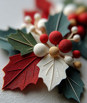 JPG 편집이미지 컬러 잎 크리스마스 겨울 탁자 장식 인테리어 축제 준비 수공예 종이꽃 디지털아트 편집실사 AI포토 AI콘텐츠 식물 디자인 계절 기념일 꽃 가구 공예 CG 파일형식