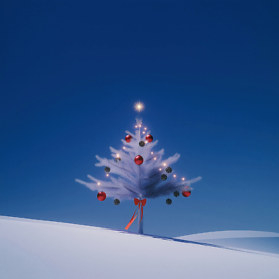 JPG 편집이미지 리본 크리스마스장식 크리스마스 겨울 하늘 조명 풍경 크리스마스트리 평화 흰색 언덕 뷰티풀 스노우 이미지편집 AI컴퓨터그래픽 AI콘텐츠 계절 기념일 컬러 컨셉 파일형식