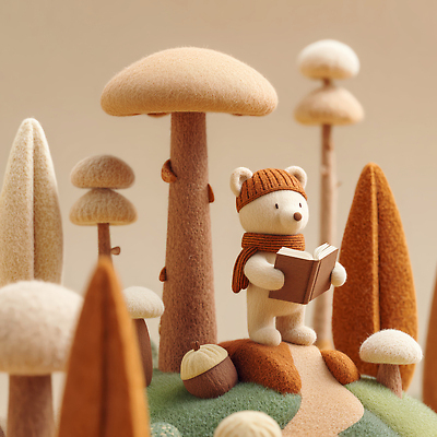 JPG 나무 편집이미지 곰 자연 따뜻함 풍경 책 귀여움 숲 읽기 오브젝트 조화 순간 아기자기 편집3D AI컴퓨터그래픽 AI콘텐츠 식물 동물 컨셉 포유류 모션 3D 생태계 파일형식