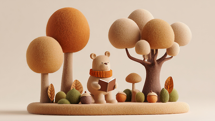 JPG 나무 동물 편집이미지 조각 곰 자연 이야기 풍경 책 여름 평화 숲 오브젝트 그림 부드러움 색감 편집3D AI컴퓨터그래픽 AI콘텐츠 식물 계절 컨셉 포유류 3D 감각 생태계 파일형식