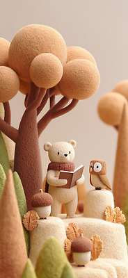 JPG 나무 편집이미지 캐릭터 컬러 곰 자연 풍경 장식 책 귀여움 숲 오브젝트 나무기둥 부엉이 편집3D AI컴퓨터그래픽 AI콘텐츠 식물 동물 컨셉 포유류 조류 3D 생태계 파일형식