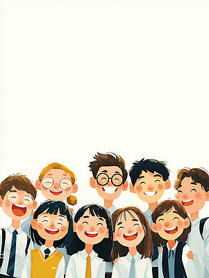 JPG 학생 일러스트 학교 표정 밝음 웃음 일상 친구 학습 청춘 시간 그룹 유머 즐거움 동아리 외모 국내일러스트 AI일러스트 AI콘텐츠 교육 감정 컨셉 관계 라이프 파일형식