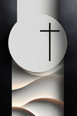 JPG 편집이미지 디자인 예술 컬러 백그라운드 십자가 추상 검은색 천주교 흰색 원형 직원 심플 조화 이미지편집 AI컴퓨터그래픽 AI콘텐츠 도형 종교 무늬 파일형식