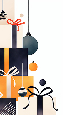 JPG 전통 디자인 기념일 행복 컬러 크리스마스 일러스트 포장 따뜻함 선물 장식 상자 검은색 축제 주황색 기쁨 축하 분위기 편안함 연말 오너먼트 국내일러스트 AI일러스트 AI콘텐츠 감정 컨셉 크리스마스장식 이벤트 감각 파일형식