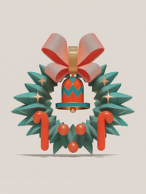 JPG 편집이미지 디자인 계절 리본 컬러 낙엽 크리스마스 겨울 장식 크리스마스트리 축제 화환 기쁨 종 분위기 크리스마스리스 편집3D AI컴퓨터그래픽 AI콘텐츠 기념일 꽃 감정 컨셉 잎 3D 파일형식