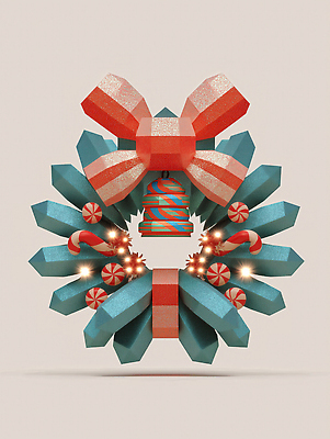 JPG 편집이미지 전통 디자인 기념일 예술 컬러 크리스마스 기념 사탕 선물 장식 축제 기쁨 크리스마스리스 Wreath 편집3D AI컴퓨터그래픽 AI콘텐츠 감정 디저트 이벤트 3D 화환 파일형식