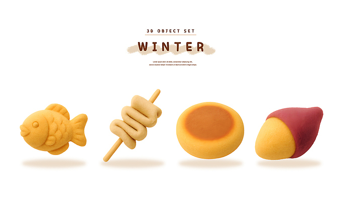 모양 PSD 편집이미지 디자인 음식 컬러 겨울 디저트 어류 세트 3D 과자 귀여움 원형 도토리 떡꼬치 편집3D 양모펠트 도형 계절 컨셉 수중동물 견과류 꼬치 디지털합성 양모 펠트 파일형식
