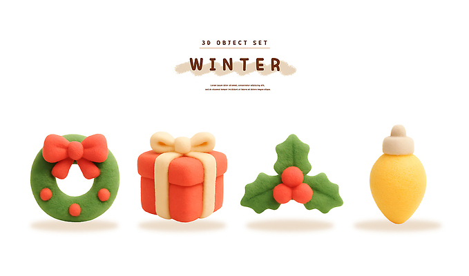 계절 기념일 꽃 컨셉 휴가 취미 3D 공예 디지털합성 양모 펠트 파일형식 겨울 크리스마스 장식 오브젝트 화환 선물 홀리데이 색감 설계 디자인 예술 수공예 PSD 편집3D 편집이미지 양모펠트