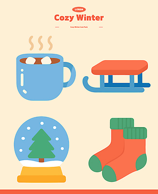 크리스마스 겨울 일러스트 가족 눈사람 놀이 양말 따뜻함 장식 담요 즐거움 오브젝트 썰매 코코아 국내일러스트 AI파일 계절 기념일 감정 음료 관계 파일형식 벡터