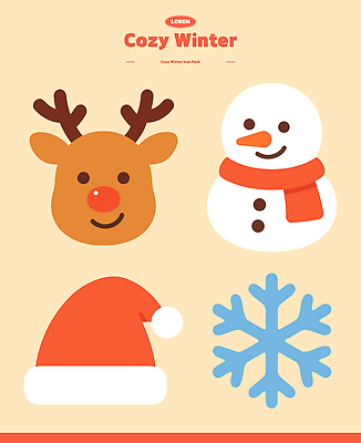 동물 캐릭터 디자인 컬러 백그라운드 크리스마스 겨울 일러스트 눈사람 귀여움 루돌프 눈송이 즐거움 겨울풍경 국내일러스트 AI파일 계절 기념일 감정 컨셉 사슴 눈_날씨 풍경 파일형식 벡터