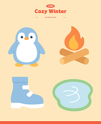 동물 겨울 일러스트 모션 자연 불꽃 따뜻함 풍경 장식 귀여움 도전 편안함 모닥불 펭귄 국내일러스트 AI파일 계절 컨셉 조류 불 감각 생태계 파일형식 벡터