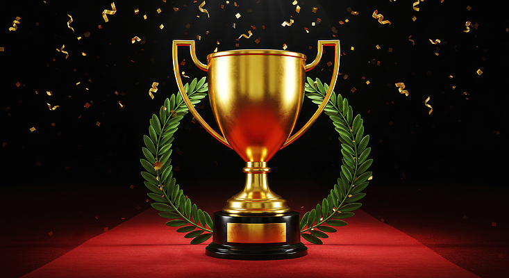 JPG 편집이미지 잎 성공 기념 이벤트 공중 장식 경쟁 금색 축하 우승 트로피 영광 월계수 칭찬 이미지편집 AI컴퓨터그래픽 AI콘텐츠 식물 감정 컬러 컨셉 최고 상_우승 파일형식