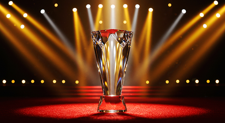 JPG 편집이미지 예술 백그라운드 조명 경기 빛 축하 우승 우아함 중앙 결과 크리스탈 트로피 스포트라이트 시상식 이미지편집 AI컴퓨터그래픽 AI콘텐츠 스포츠 컨셉 최고 광석 상_우승 파일형식