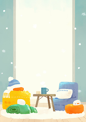 JPG 계절 컬러 겨울 의자 일러스트 창문 탁자 실내 따뜻함 풍경 일상 장식 인테리어 방 분위기 편안함 담요 오브젝트 첫눈 국내일러스트 AI일러스트 AI콘텐츠 디자인 가구 컨셉 눈_날씨 내부 라이프 감각 파일형식