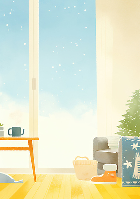 JPG 나무 식물 커피 티셔츠 겨울 거실 일러스트 창문 탁자 아침 바닥 주택 실내 따뜻함 일상 목재 장식 햇빛 분위기 편안함 오브젝트 첫눈 국내일러스트 AI일러스트 AI콘텐츠 주간 계절 음료 가구 컨셉 셔츠 재료 눈_날씨 내부 건물 라이프 태양 감각 파일형식