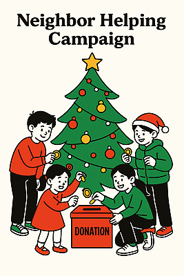 행복 캠페인 크리스마스 일러스트 모션 성인 장식 장난감 크리스마스트리 동전 모임 봉사 즐거움 이웃 기부 공동체 도와주기 색소 국내일러스트 AI파일 기념일 감정 돈 사람 도움 파일형식 벡터