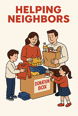 옷 음식 일러스트 가족 모션 함께함 따뜻함 사랑 봉사 도움 커뮤니티 나눔 이웃 기부 소통 연대 자선 지원 참여 국내일러스트 AI파일 감정 컨셉 관계 파일형식 벡터