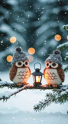 JPG 동물 편집이미지 크리스마스 겨울 자연 따뜻함 빛 랜턴 포근함 올빼미 테마 눈내림 겨울풍경 이미지편집 AI컴퓨터그래픽 AI콘텐츠 계절 기념일 조류 조명 눈_날씨 풍경 감각 생태계 파일형식