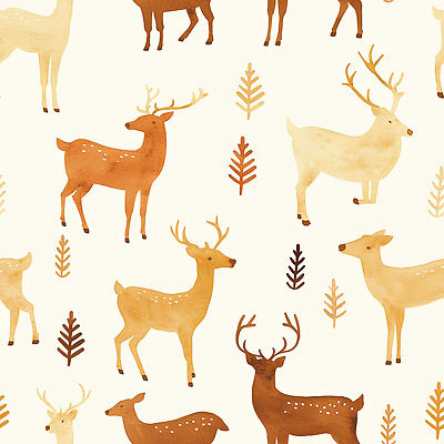 JPG 나무 동물 디자인 예술 컬러 백그라운드 패턴 일러스트 자연 사슴 수채화 따뜻함 장식 소나무 숲 편안함 친환경 부드러움 노르딕 색감 국내일러스트 AI일러스트 AI콘텐츠 식물 무늬 포유류 환경 감각 생태계 파일형식