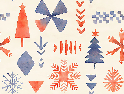 JPG 도형 나무 디자인 예술 컬러 백그라운드 크리스마스 겨울 패턴 일러스트 수채화 장식 축제 빈티지 눈송이 그림 기하학 수공예 노르딕 테마 국내일러스트 AI일러스트 AI콘텐츠 식물 계절 기념일 컨셉 무늬 눈_날씨 공예 파일형식