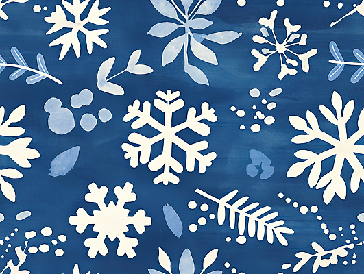 JPG 식물 디자인 계절 예술 컬러 백그라운드 겨울 패턴 일러스트 자연 수채화 그래픽 장식 파란색 물감 흰색 눈송이 차가움 심플 노르딕 대칭 뷰티풀 국내일러스트 AI일러스트 AI콘텐츠 무늬 눈_날씨 미술도구 생태계 파일형식