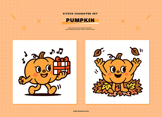 캐릭터 손 디자인 행복 얼굴 컬러 백그라운드 낙엽 일러스트 모션 호박 선물 귀여움 기쁨 표현 즐거움 그림 호박캐릭터 일러캐릭터 AI파일 감정 컨셉 잎 채소 신체부위 파일형식 벡터