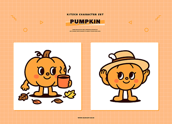캐릭터 디자인 음료 컬러 일러스트 놀이 호박 따뜻함 표정 농작물 귀여움 축제 원형 즐거움 개성 호박캐릭터 키치 일러캐릭터 AI파일 도형 감정 컨셉 농업 채소 파일형식 벡터