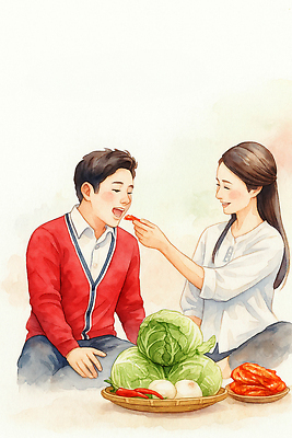 JPG 한식 일러스트 재료 가족 고추 회의 디저트 김치 주택 대화 사랑 요리 웃음 두명 식사 만남 전통음식 배추 음식준비 국내일러스트 AI일러스트 AI콘텐츠 전통 감정 음식 컨셉 채소 비즈니스 관계 표정 말하기 사람 건물 준비 파일형식
