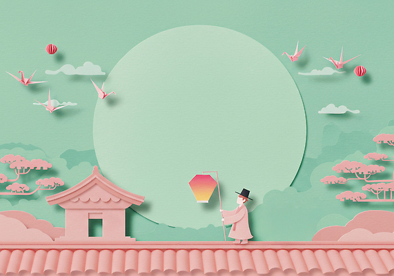 JPG 편집이미지 전통 건축물 노년 종이 예술 컬러 자연 한국 풍경 추석 고요 페이퍼아트 연 종이공예 조화 상상력 이미지편집 AI컴퓨터그래픽 AI콘텐츠 명절 건축 아시아 성인 놀이용품 공예 생태계 파일형식