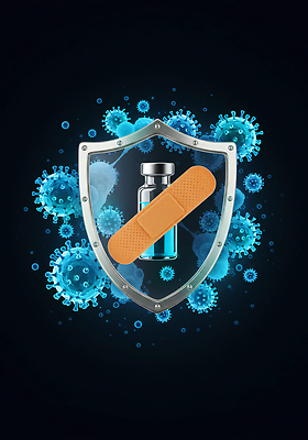 JPG 편집이미지 과학 의학 건강 안전 치료 바이러스 보호 질병 예방 방패 면역력 방역 백신 예방접종 이미지편집 AI컴퓨터그래픽 AI콘텐츠 컨셉 접종 파일형식