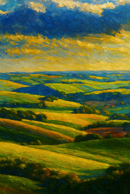 JPG 일러스트 자연 하늘 아침 산 풍경 초원 초록색 햇빛 농경지 평화 일몰 시골 저녁 묘사 뷰티풀 평원 풍경화 경관 국내일러스트 AI일러스트 AI콘텐츠 주간 컬러 컨셉 태양 농장 노을 야간 그림 생태계 파일형식