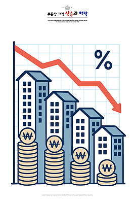 돈 일러스트 부동산 그래프 주택 금융 경제 시장 재산 가격 하락 분석 투자 통화 집값 경제성장 수익률 지표 국내일러스트 AI파일 컨셉 비즈니스 모션 건물 상승 파일형식 벡터