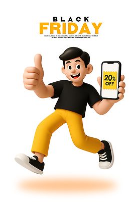 PSD 편집이미지 캐릭터 옷 포즈 웃음 이벤트 스마트폰 쇼핑 달리기 노란색 세일 검은색 기쁨 즐거움 블랙프라이데이 편집3D 감정 컬러 모션 데이이벤트 표정 핸드폰 스마트기기 3D 파일형식