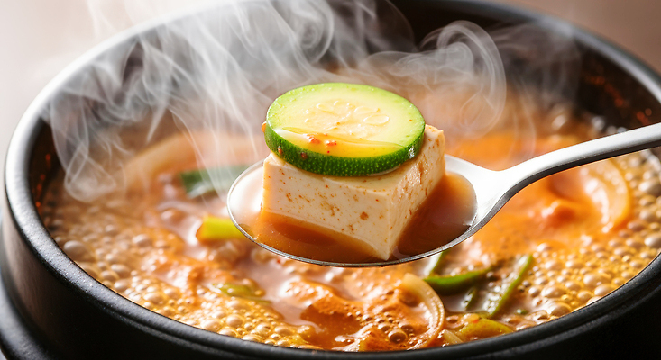 JPG 편집이미지 한식 요리 숟가락 식사 연기 된장찌개 두부찌개 편집실사 AI포토 AI콘텐츠 음식 수저 찌개 CG 파일형식