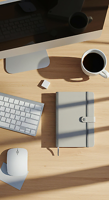 JPG 편집이미지 커피 탁자 일상 노트북 컴퓨터 사무실 햇빛 공책 고요 키보드 마우스 작업 오후 준비물 차분 편집실사 AI포토 AI콘텐츠 음료 가구 컨셉 비즈니스 문구용품 라이프 전자제품 태양 컴퓨터용품 CG 파일형식