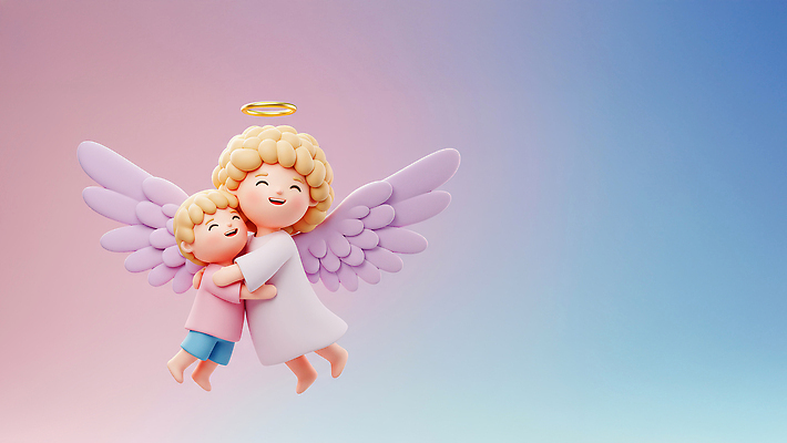 JPG 편집이미지 디자인 행복 감정 어린이 예술 하늘색 가족 포옹 천사 3D캐릭터 따뜻함 사랑 귀여움 아기 그림 편집3D AI컴퓨터그래픽 AI콘텐츠 캐릭터 컨셉 관계 안기 사람 파란색 3D 파일형식