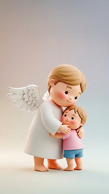 JPG 편집이미지 캐릭터 감정 어린이 인형 관계 포옹 천사 3D캐릭터 따뜻함 사랑 귀여움 아기 편집3D AI컴퓨터그래픽 AI콘텐츠 컨셉 안기 사람 3D 파일형식