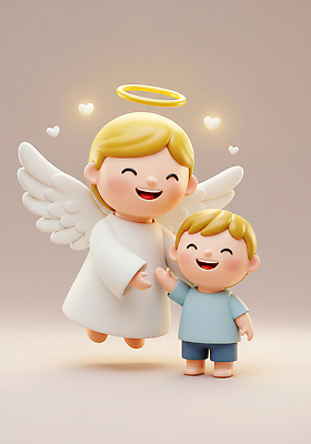 JPG 편집이미지 캐릭터 드레스 행복 어린이 날개 장난 천사 3D캐릭터 사랑 웃음 귀여움 만남 그림 편집3D AI컴퓨터그래픽 AI콘텐츠 옷 감정 컨셉 표정 사람 3D 파일형식