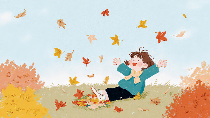 JPG 행복 감정 어린이 컬러 잎 일러스트 모션 자연 놀이 바람 웃음 풍경 초원 햇빛 자유 가을 즐거움 장면 국내일러스트 AI일러스트 AI콘텐츠 자연요소 식물 계절 컨셉 날씨 표정 사람 태양 생태계 파일형식