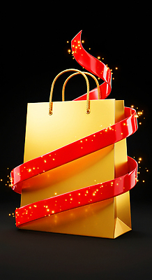 JPG 편집이미지 디자인 기념일 리본 백그라운드 가방 선물 장식 빨간색 반짝임 쇼핑 금색 소비 마케팅 블랙프라이데이 이미지편집 AI컴퓨터그래픽 AI콘텐츠 잡화 컬러 모션 데이이벤트 이벤트 파일형식