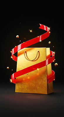 JPG 편집이미지 디자인 패션 리본 크리스마스 선물 장식 세트 쇼핑백 축제 금색 고급 상품 스타일 블랙프라이데이 이미지편집 AI컴퓨터그래픽 AI콘텐츠 기념일 컬러 컨셉 가방 데이이벤트 파일형식