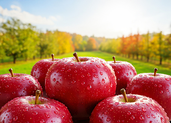 JPG 편집이미지 단풍 과일 자연 건강 풍경 초록색 햇빛 농장 촉촉함 수확 신선 사과 이슬 과수원 편집실사 AI컴퓨터그래픽 AI콘텐츠 컬러 잎 농업 태양 젖음 CG 생태계 파일형식