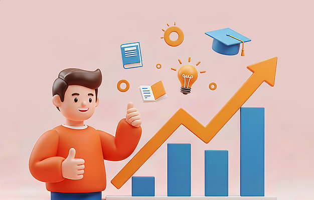 JPG 편집이미지 캐릭터 교육 성공 그래프 아이디어 밝음 학습 성장 발전 상승 긍정 비전 창의성 편집3D AI컴퓨터그래픽 AI콘텐츠 컨셉 3D 파일형식