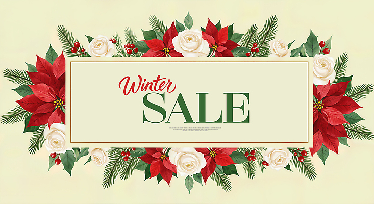 JPG 배너 계절 꽃 크리스마스 겨울 일러스트 이벤트 장식 쇼핑 세일 상점 상품 고객 알림 기획 포인세티아 마케팅 국내일러스트 AI일러스트 AI콘텐츠 식물 기념일 파일형식
