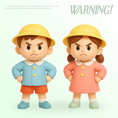 PSD 편집이미지 캐릭터 디자인 어린이 분홍색 컬러 3D캐릭터 표정 경고 소녀 소년 파란색 장난감 주황색 목표 편집3D 여자 남자 컨셉 사람 3D 파일형식