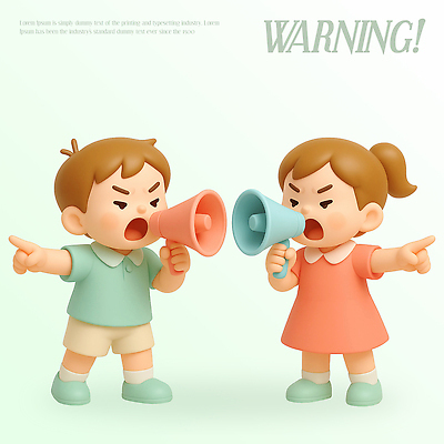 PSD 편집이미지 감정 어린이 3D캐릭터 대화 경고 장난감 확성기 토론 장면 소통 액션 주장 편집3D 캐릭터 컨셉 말하기 사람 3D 파일형식