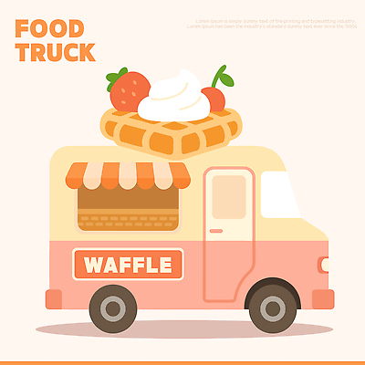 음식 과일 일러스트 재료 디저트 거리 요리 여름 판매 식사 다양 트럭 신선 달콤 맛 고객 크림 와플 국내일러스트 AI파일 계절 다수 컨셉 자동차 파일형식 벡터