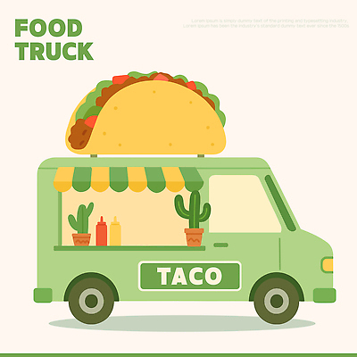 음식 컬러 일러스트 자동차 디저트 선인장 야외 장식 여름 판매 식사 도시 맛 타코 인기 푸드트럭 국내일러스트 AI파일 식물 계절 육상교통 컨셉 트럭 파일형식 벡터