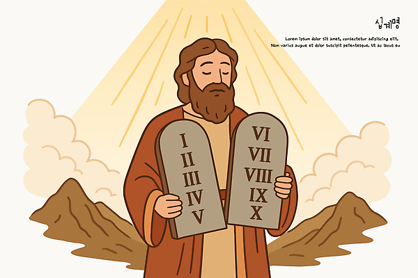 전통 기독교 종교 상징 일러스트 하늘 산 사람 풍경 빛 평화 성경 예수 역사 그림 신화 구약성서 순례 십계명 국내일러스트 AI파일 컨셉 종교용품 신_종교 파일형식 벡터